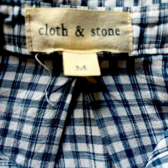 Ladies Cloth & Stone Anthropologie Split Back Collared Shirt Check, Size M - Picture 6 of 8